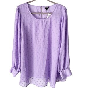 Torrid Top Women's 3X Lavender Chiffon Clip Dot Puff Sleeve Blouse NWT